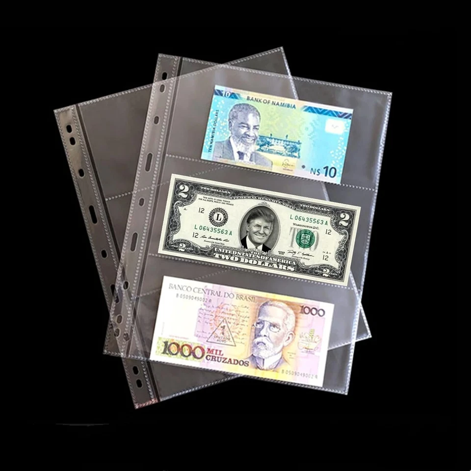 100 Sheets Currency Pages 3‑Pocket Sleeves – Archival Quality for Paper Money - Image 4 of 4