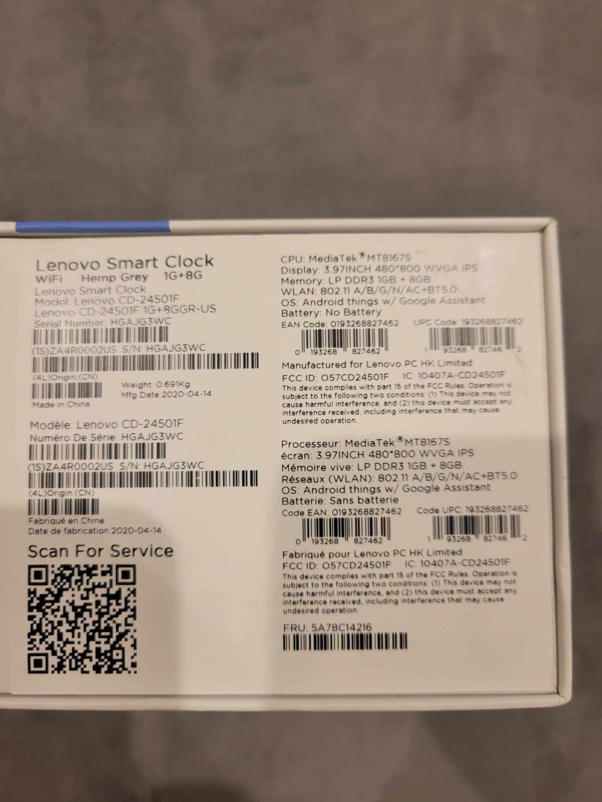 Lenovo ZA4R0002US 4Inch LCD Android Smart Clock With Google Assistant