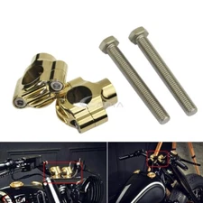 Motorcycle Brass Handlebar Riser 1" 25mm Clamp Mounts For Harley Bobber Chopper