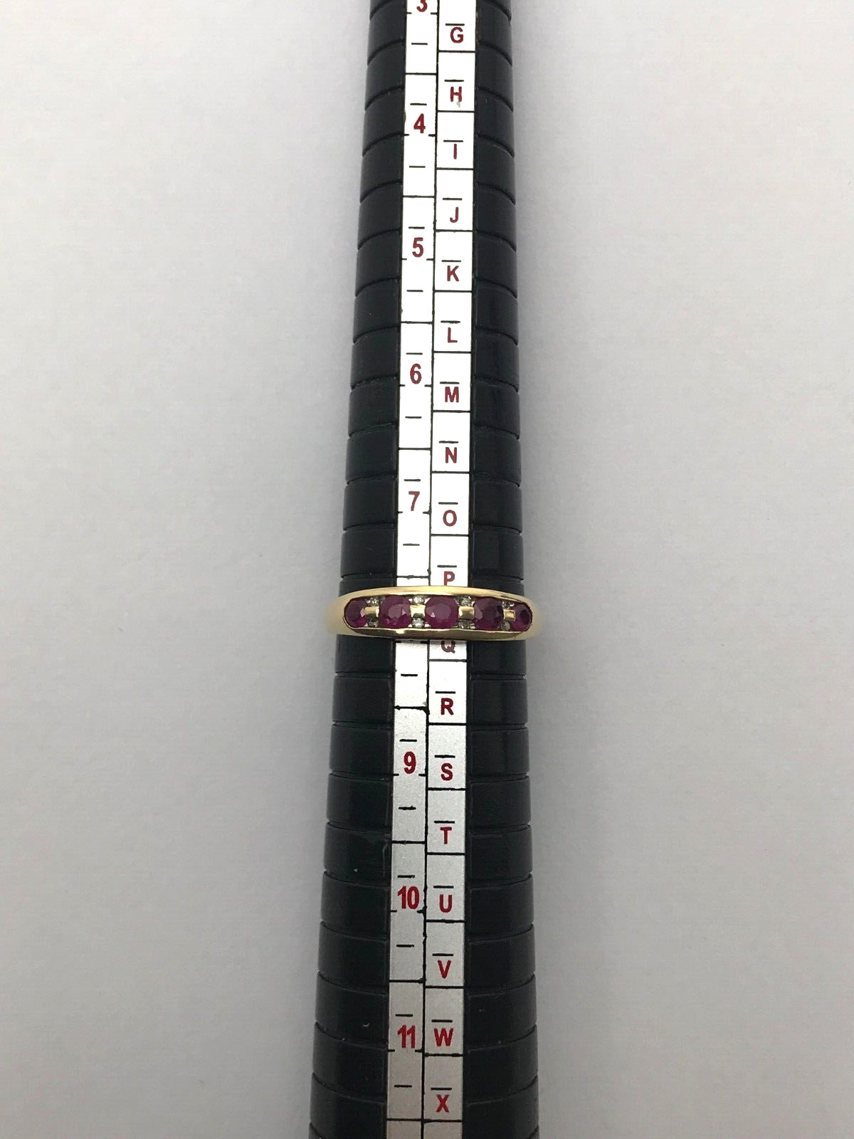 Ruby and Diamond 9ct Gold Ring Half Eternity Ruby… - image 4