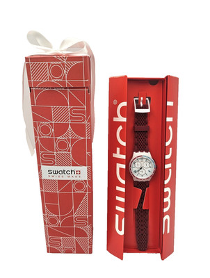 Swatch RED TRACK Chronograph SUSM403 Swiss Quartz Watch 42mm Gift Bag Included
