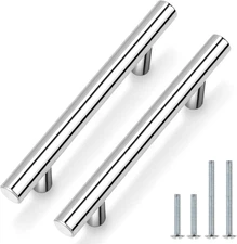Probrico 5 Pack Polished Chrome Cabinet Handles 3-3/4 Inch Hole Centers, Kitchen