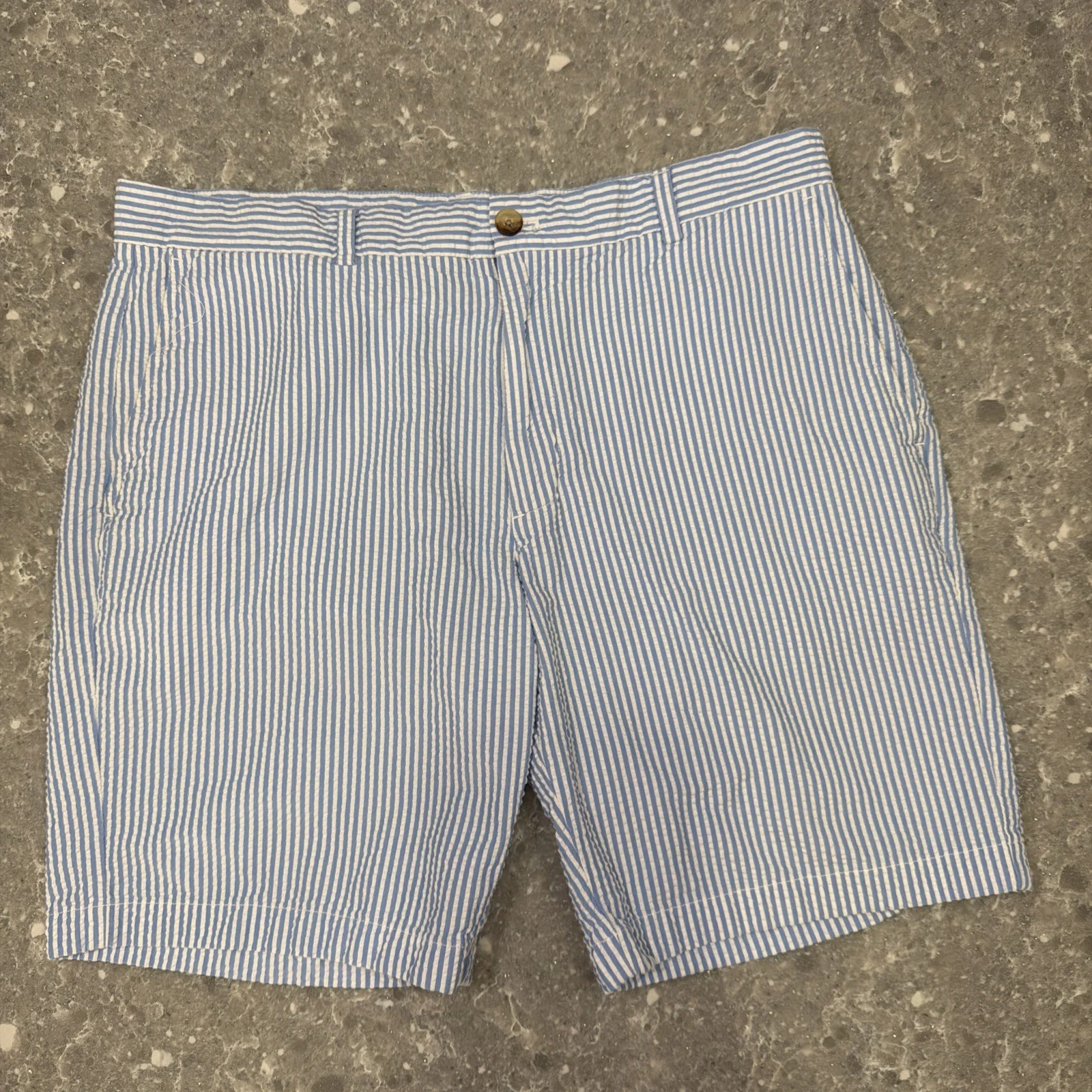 Vineyard Vines Shorts Mens 36 Blue Striped Seersucker Flat Front Chino Preppy
