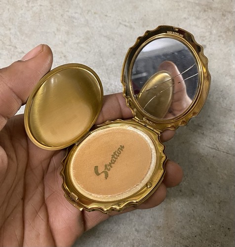 Vintage Stratton Powder Compact Gold Tone Mirror Made in England