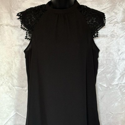Express Black Lace Detail Top