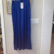 NWT ZARA Pants WOMAN Royal Blue Wide Leg Viscose SATIN EFFECT M High Waisted