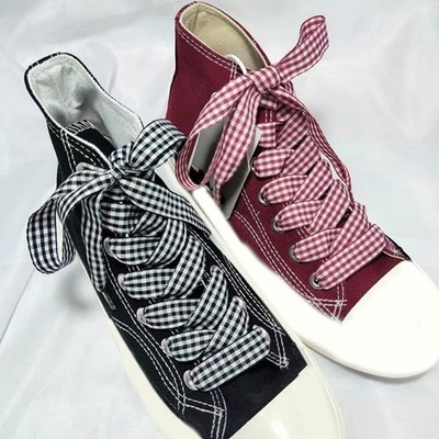 Durable Polyester Plaids Laces Colorful Design For Casual Athletic Shoe Sneakers