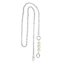 Imitation Pearl Bead Purse Chain 51" for DIY Handbag Making Silver