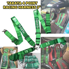 Takata 4 Point Racing Harness 3 Green Seat Belt Camlock Snap-on Safety Fedex Takata 4 Point Racing Harness 3 Green Seat Belt Camlock Snap-on Safety Fedex