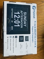 Pipishell 8-Inch Digital Clock | Support 8 Languages White