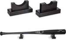 Baseball Bat Display Holder Rack Mount for Table or Desk- 2 Pack, Black 