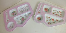 Cath Kidston Kids 2 x Melamine Food Serving Trays Pink Flower Separation