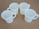 Vintage Fire-King Oven Ware White Milk Glass D Handle Coffee Mugs Set of 4 USA