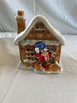 VTG Schmid Disney Mickeys Christmas Carol Lighted Cottage House Christmas WORKS!