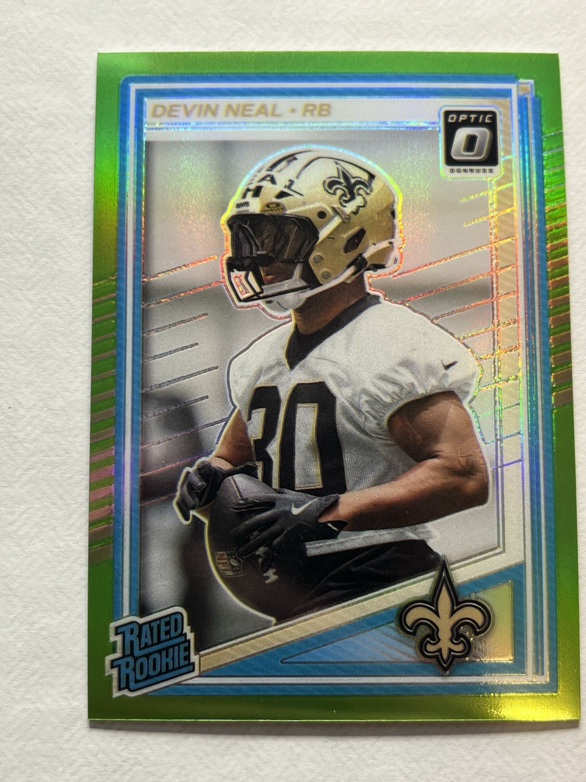 2025 Panini Donruss Optic Football Devin Neal Lime Green Rated Rookie /50 #282
