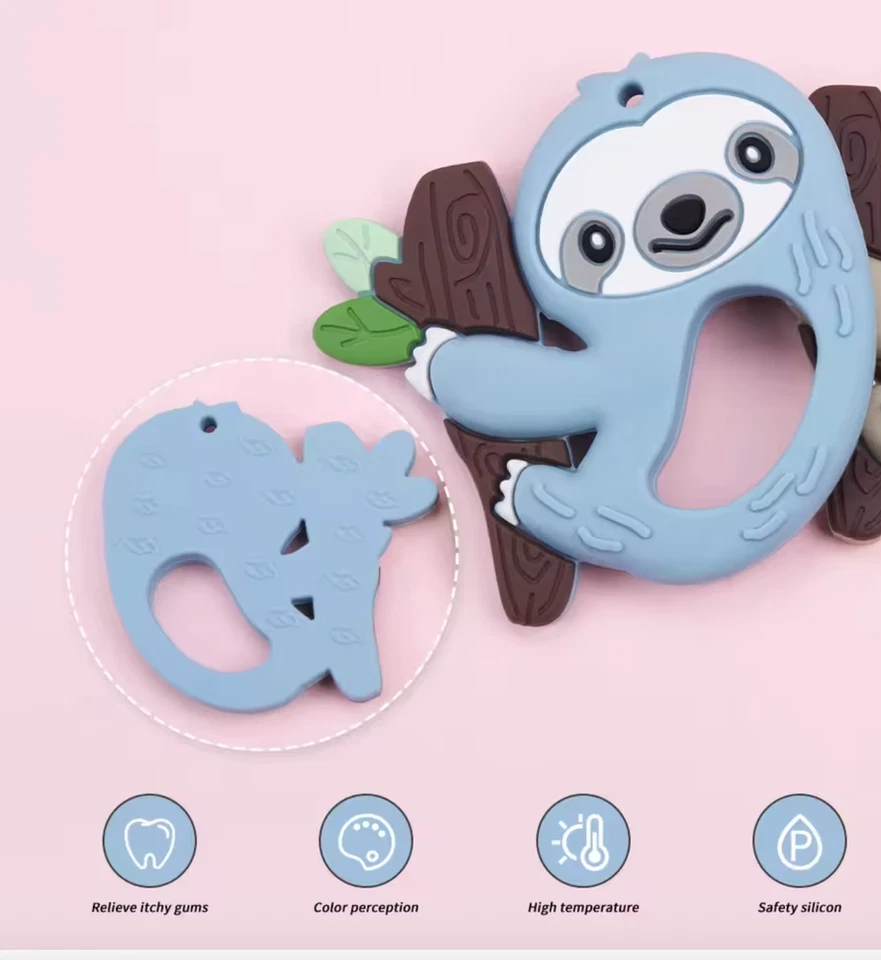 SnD Plus Текстурированный Детский Зубочиститель Силиконовый Без BPA Облегчение Зубов Ленивец Анимированный НОВЫЙ - Изображение 4 из 4