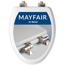 Mayfair Bennett Toilet Seat with Brushed Nickel Hinges, Slow Close Wood Seat, Se