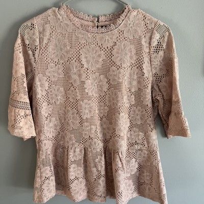 Hazel hazel hazel Women s Flower Lace Blouse Blush Size Sm, 3/4 Length sleeves