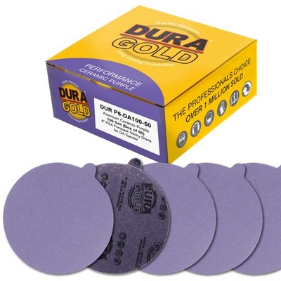 100 Grit 6'' PSA Ceramic Sanding Discs, Box of 50 - Self Adhesive Sandpaper