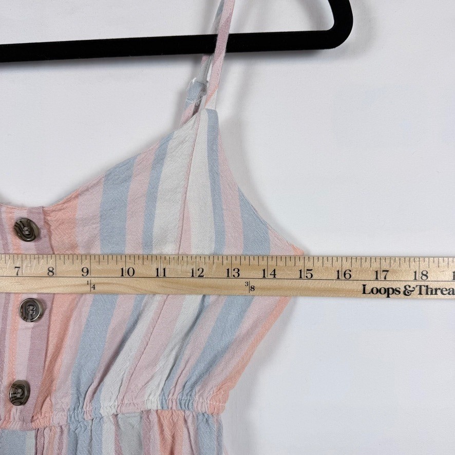 Streetwear Society Pastel Striped Midi Dress S Linen Spaghetti Straps Summer image 8