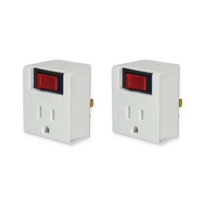 Grounded Single Port Power Adapter with On/Off Switch, 2 Pack