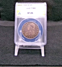 ANACS 1818/7 VF-25 Capped Bust Half Dollar. Nicely Toned on obverse & reverse.
