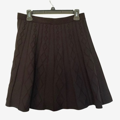 Philosophy Black Knit Skirt M Diamond Pleated Dark Academia Collegiate Preppy