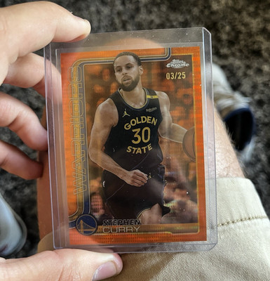 Stephen Curry 2025 Topps Chrome ORANGE Raywave Refractor 03/25 Warriors #201 OBO