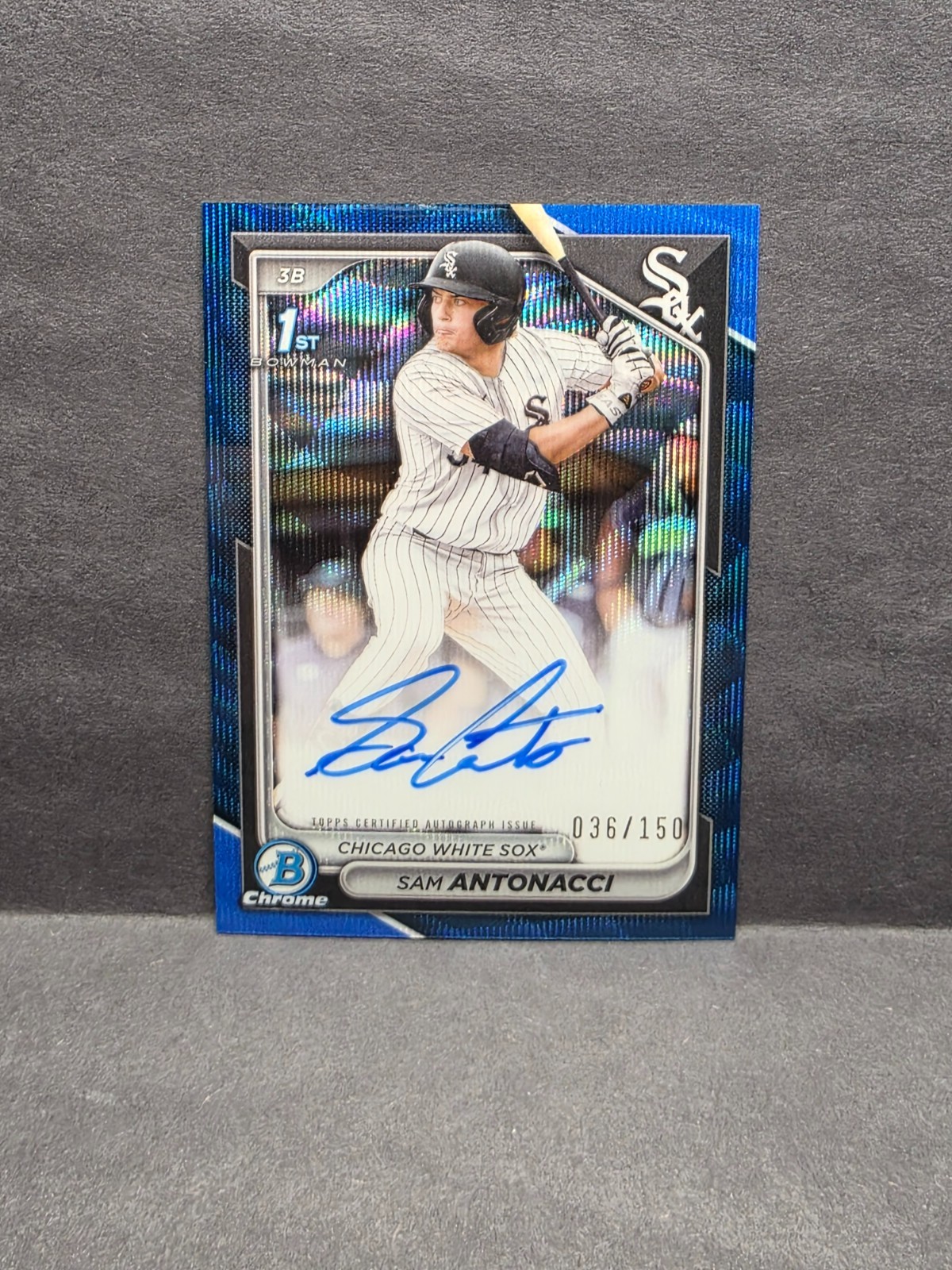 SAM ANTONACCI 2024 Bowman Chrome 1st Blue Wave Auto /150 #CPA-SA White Sox