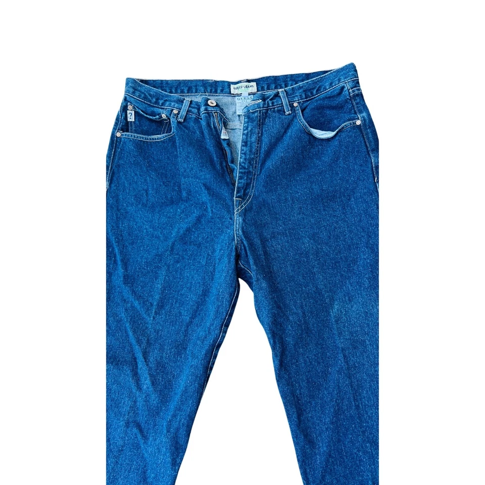 🕶️ Vintage GUESS Jeans Green Label USA 100% Cotton High Rise Denim 36x34 🇺🇸 - Image 3 of 4