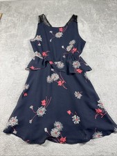 Reformed Navy Floral Mini Dress with Lace Accents, Size XS