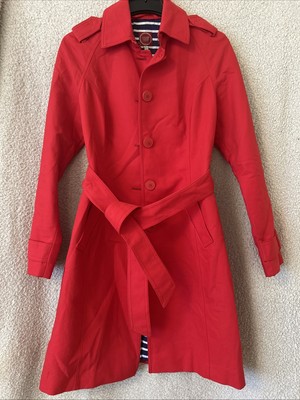 Joules rote Jacke Mantel blau Futter Taschen Baumwolle Smart Freizeit Damengröße 6