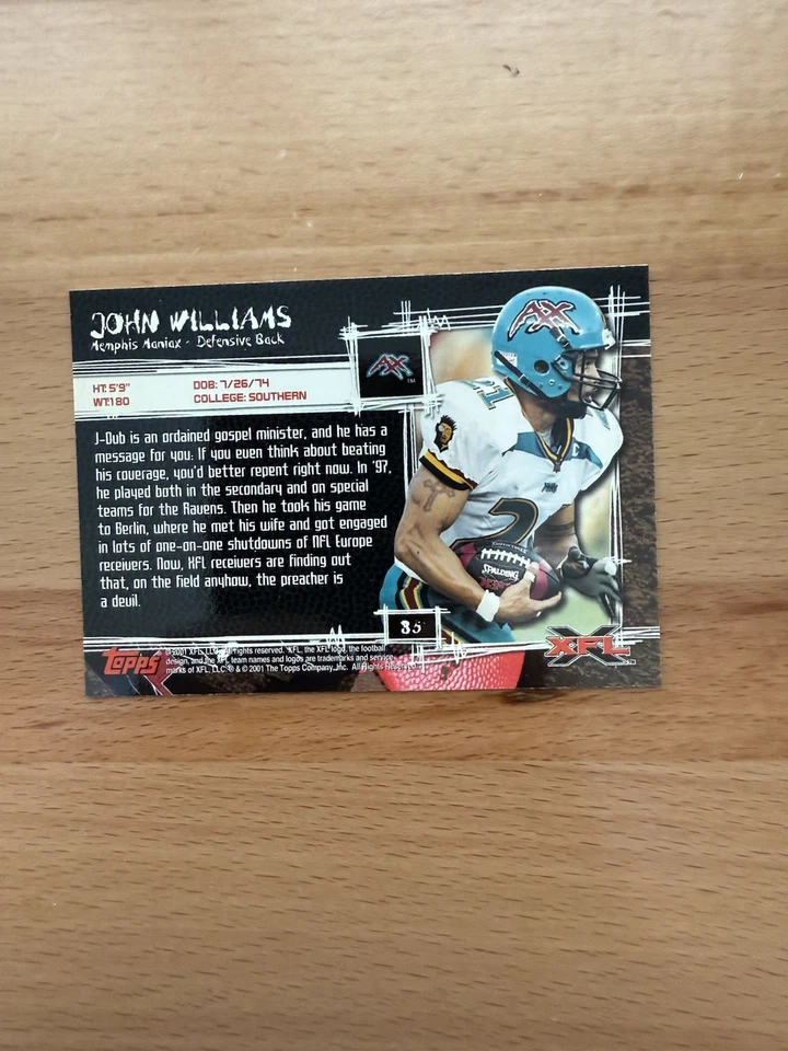 2001 Topps XFL - John Williams #35 - Image 2 of 2