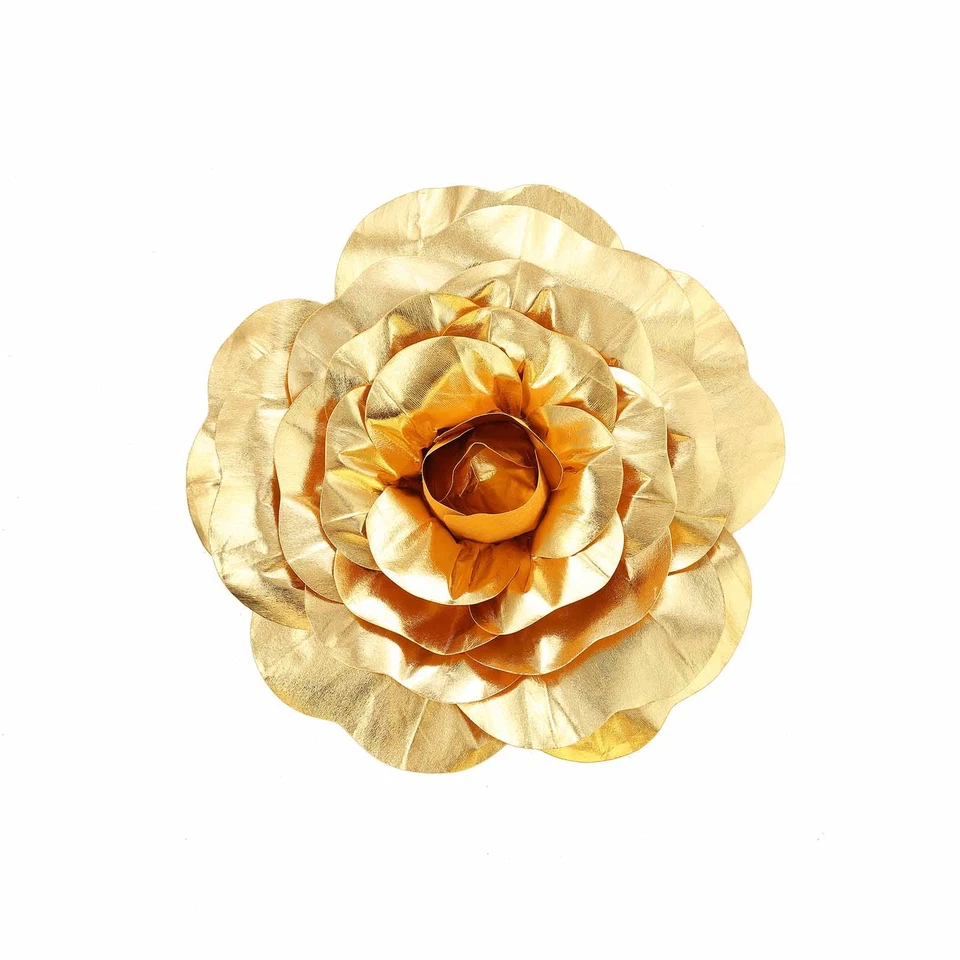 8 pcs 16" Gold Artificial Large Roses Flowers Wall Backdrop Party Wedding - Image 2 of 4