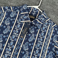 Cremieux Shirt Mens LT Large Tall Blue Paisley Short Sleeve Button Up Party New