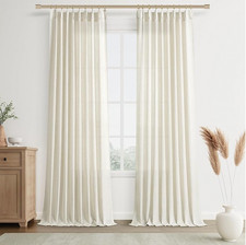Linen Pinch Pleated Window Curtains  102 In x 50 In  Set of 2  Natural Beige