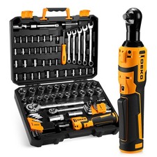 Cordless Ratchet Wrenches Set:1/4", 3/8", 1/2" Impact Sockets Set, 74Pcs 3/8'...