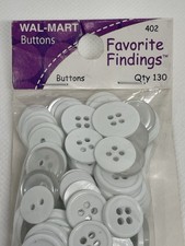 White 2-Hole 4-Hole Buttons Various Sizes Qty 130 Wal-Mart Favorite Findings