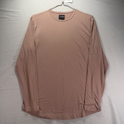 Cuts Shirt Mens Large Brown Curve-Hem Pyca Pro Stretch Solid Crewneck T Shirt