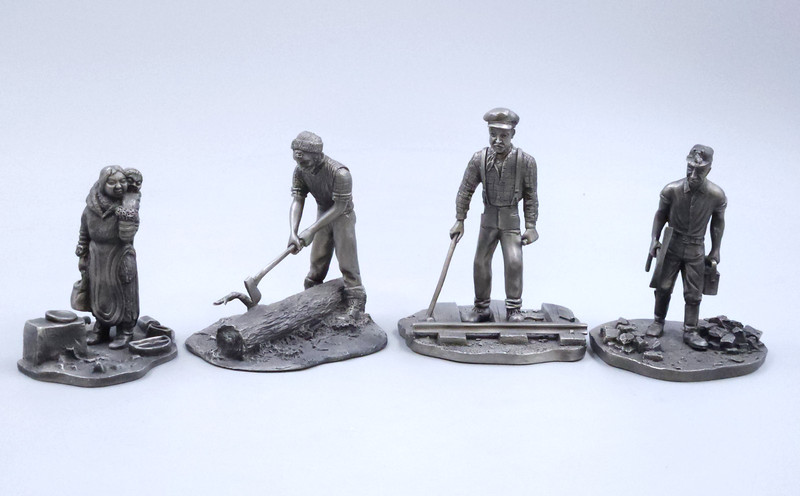 Lot of 4 Franklin Mint Pewter Figurines Signed Caldwell People of Canada