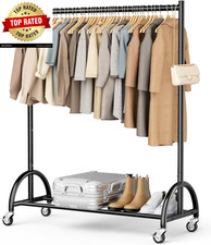Heavy Duty Clothing Rack with Wheels Rolling Clothes Racks for Hanging Clothes