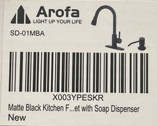 Arofa Kitchen Faucet with Pull Down Sprayer, 15.7" tall Soap Dispenser Black