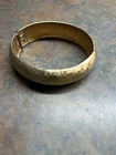 Monet Vintage Bangle Brushed Gold Hinged Metallic Costume Jewelry