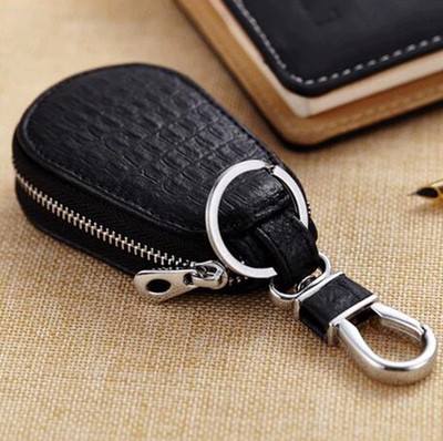 Genuine Leather Wallet Car Key Holder Case Keychain Bag Pouch Zip Organizer Bag