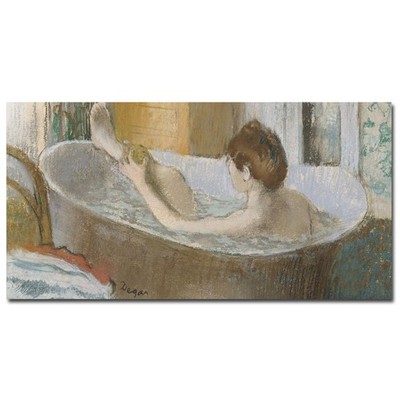 Woman in Her Bath 1883 by Edgar Degas Wall Decor, 12 by 24-Inch Canvas Wall Art