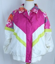 Lady Antigua Vtg Tracksuit Jacket Size Medium Streetwear Lined Nylon White Multi