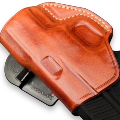 Premium Leather OWB Paddle Holster For SCCY CPX2 9mm - Right Hand Brown #1218