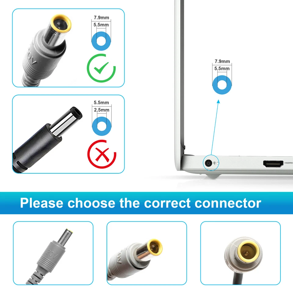 90W power charger AC Adapter for IBM Lenovo ThinkPad T400 T410 T60 R61 +cord - Image 2 of 4