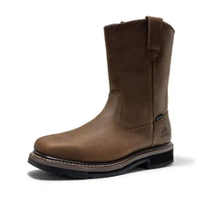 Mens Steel Toe Boots Waterproof Leather Pull On Farm Work Boots Wellington Boots