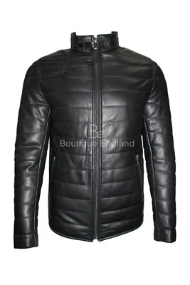 Herren gepolsterte Lederjacke schwarz 100 % Echtlederjacke BIKER STIL NV-89